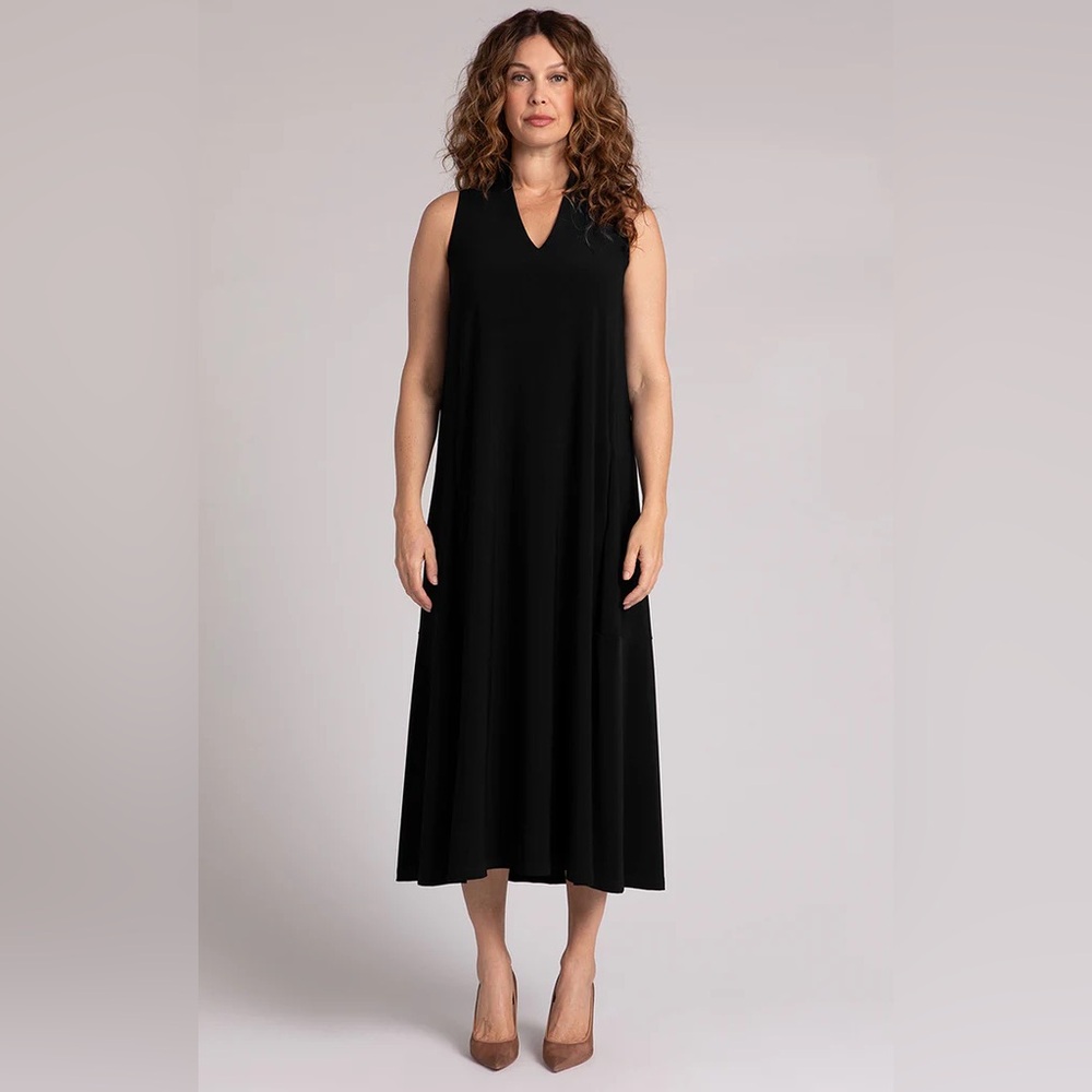Sympli Sleeveless Deep V Maxi Dress Black size 6